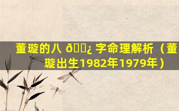 董璇的八 🌿 字命理解析（董璇出生1982年1979年）